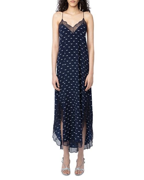 

Шелковое платье с принтом крыльев Zadig & Voltaire, цвет Blue