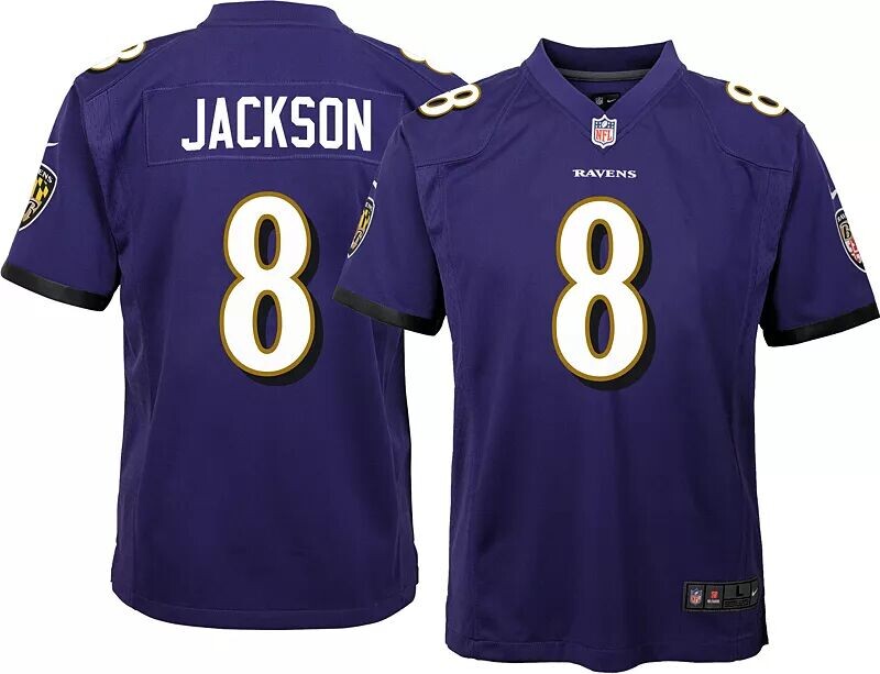 

Nike Youth Baltimore Ravens Lamar Jackson #8 Фиолетовый игровой Джерси