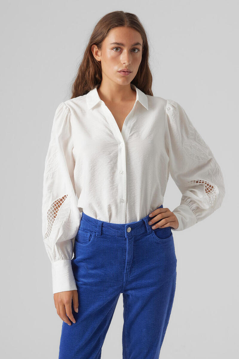 

Рубашка с длинным рукавом с ажуром Vero Moda, белый