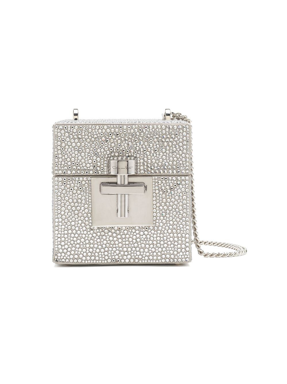 

Сумка Alibi Crystal Satin Cube с ручкой сверху Oscar de la Renta, серебряный