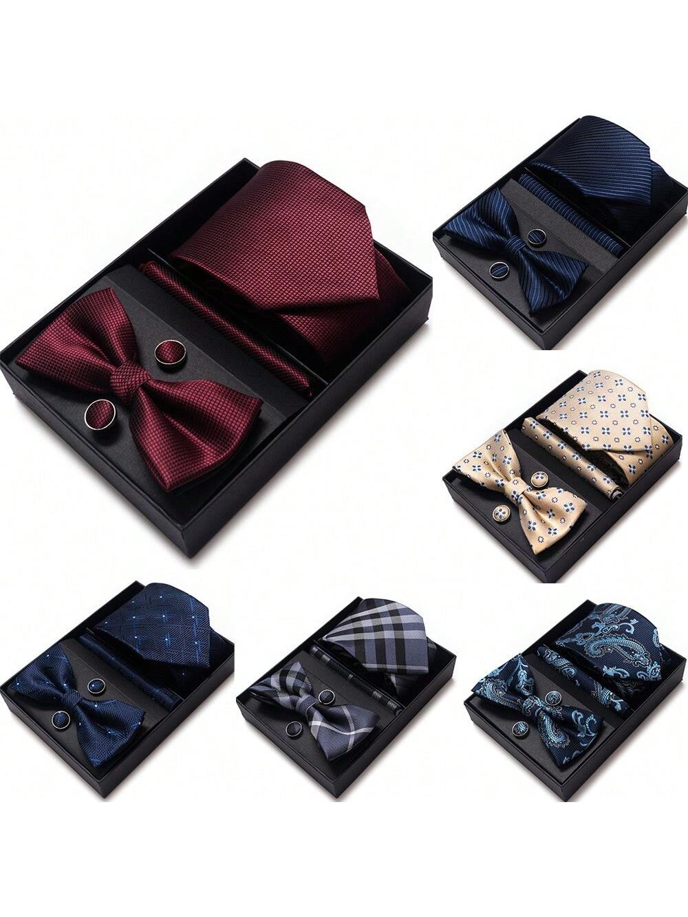 1 комплект роскошных высококачественных мужских галстуков, смешанные цвета набор мужских галстуков бабочек носовой платок цветочный платок модный хлопковый галстук бабочка для свадебной вечеринки для мужчин руб