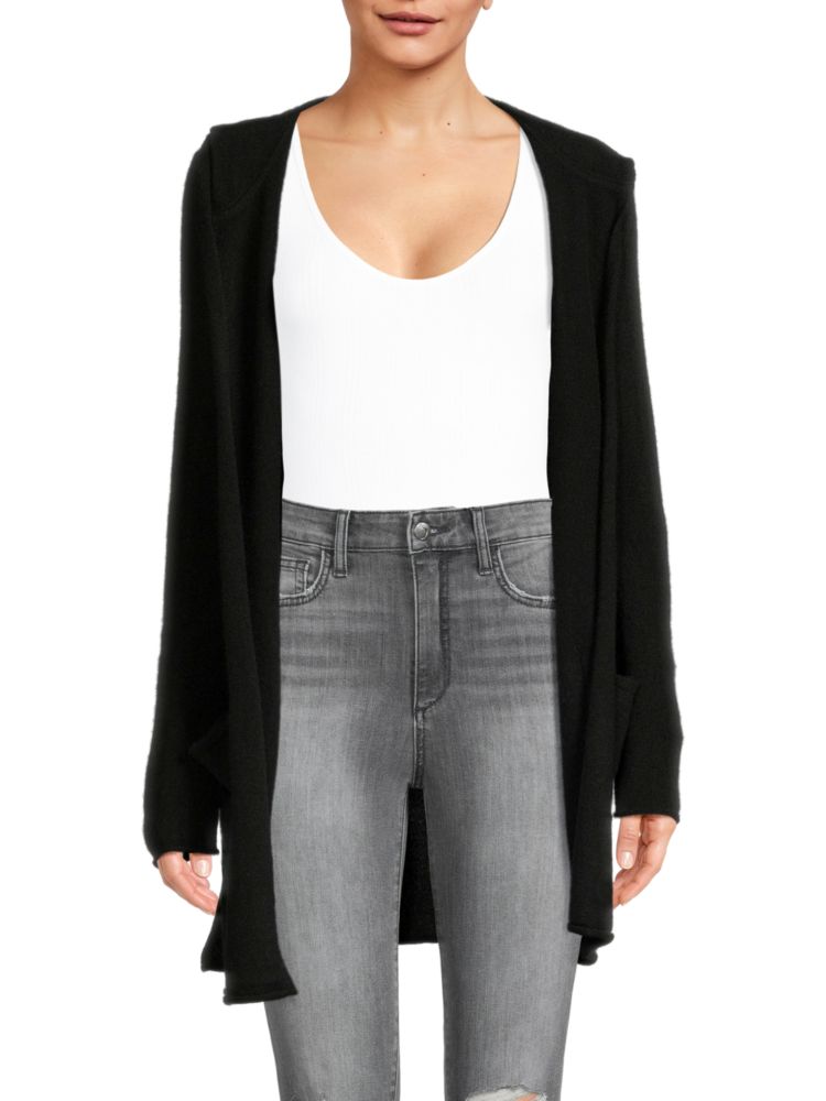 Длинный свитер с капюшоном из 100% кашемира Saks Fifth Avenue, черный удлиненный кардиган из 100% кашемира duster saks fifth avenue цвет chalkboard
