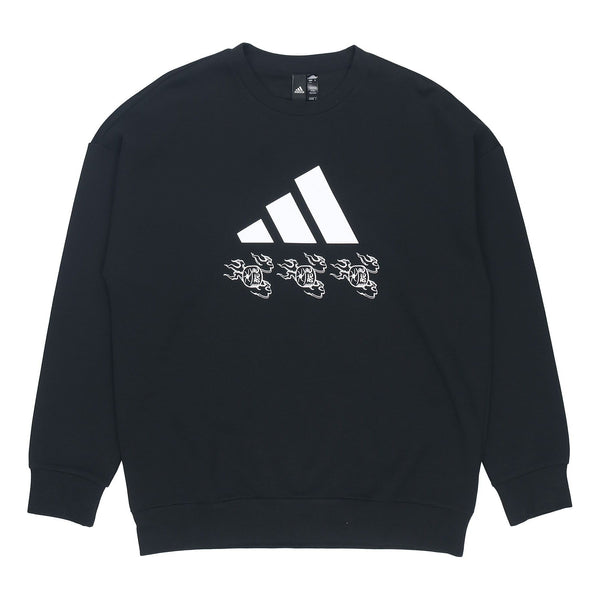 Толстовка adidas logo Applique Hooded Round-neck Loose Sweater Men Black, черный gray hooded sweater men
