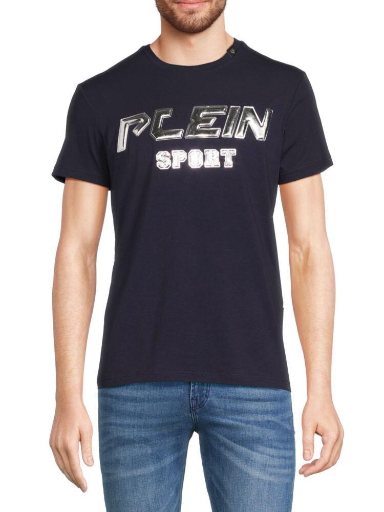 

Футболка с круглым вырезом и логотипом Plein Sport, темно-синий