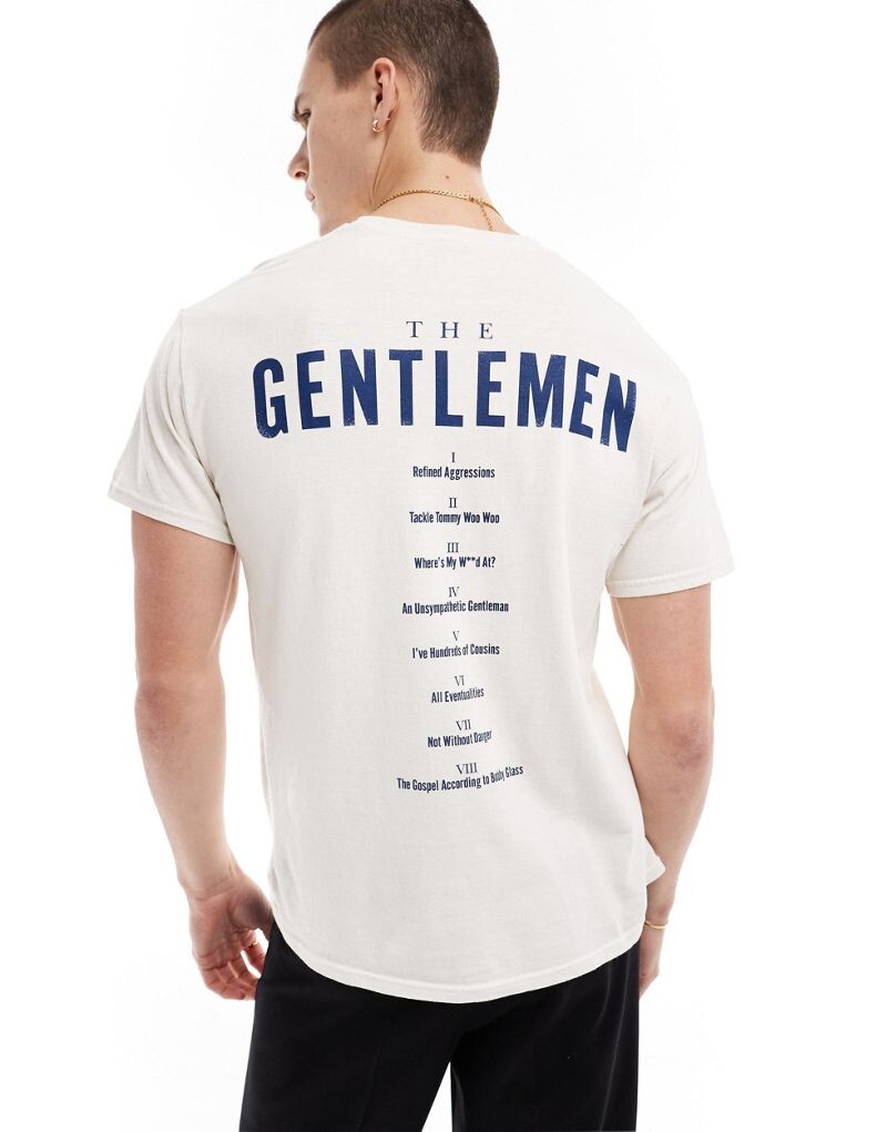

Белая футболка оверсайз с лицензией ASOS DESIGN и принтом Netflix The Gentlemen