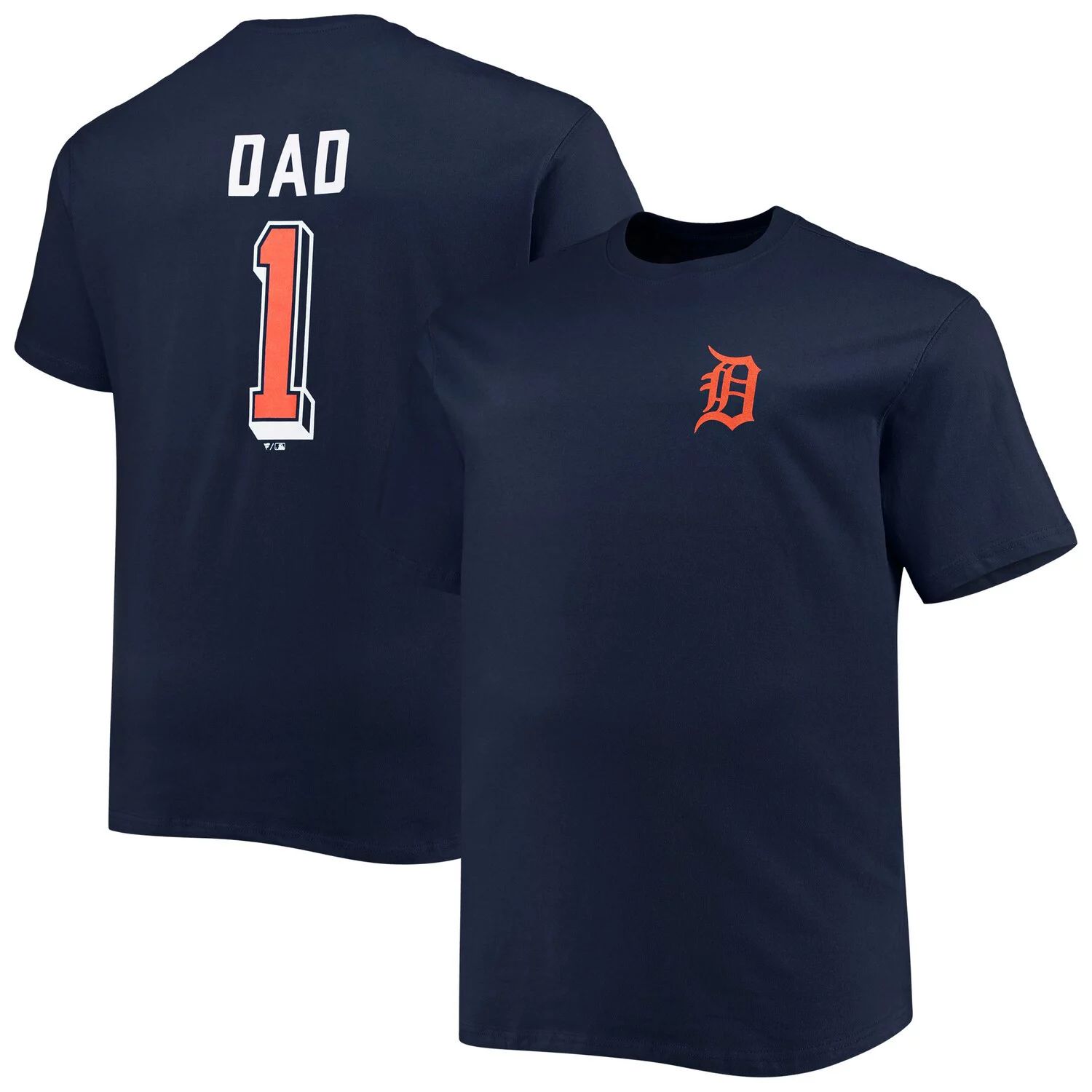 

Мужская темно-синяя футболка для папы Detroit Tigers Big & Tall Father's Day #1 Dad