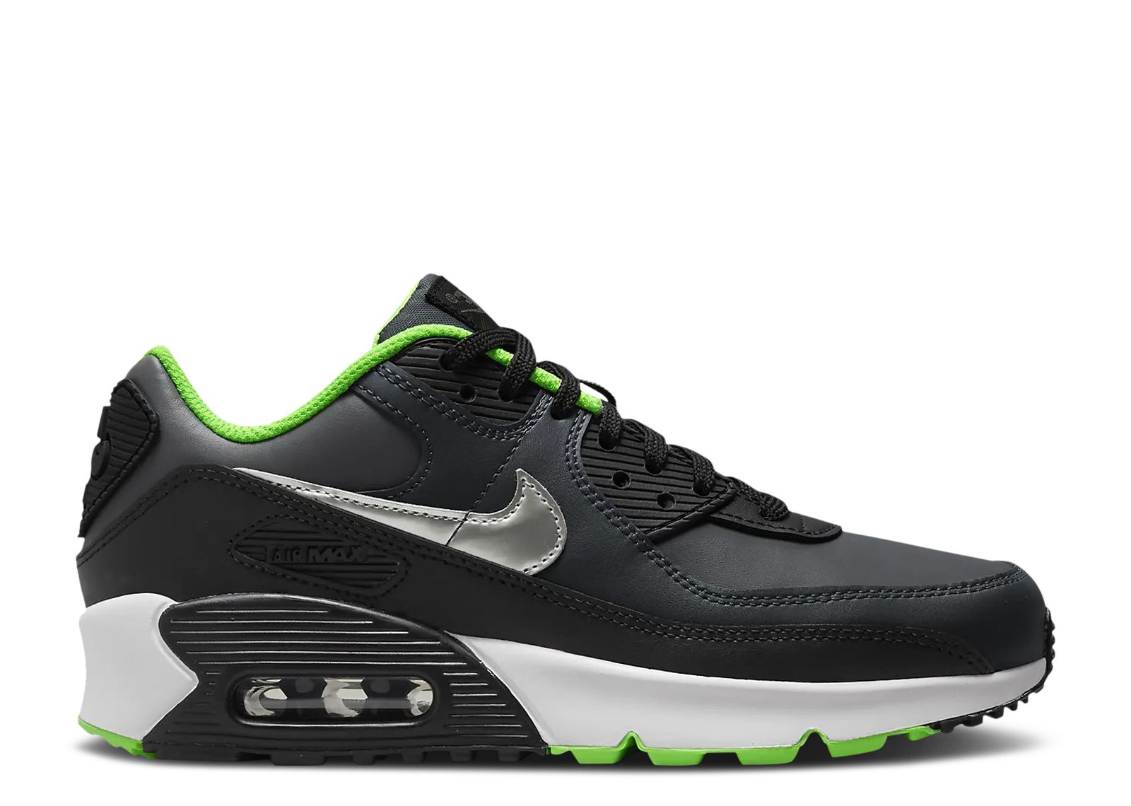 

Кроссовки Nike Air Max 90 Leather Gs 'Black Dark Smoke Grey', черный