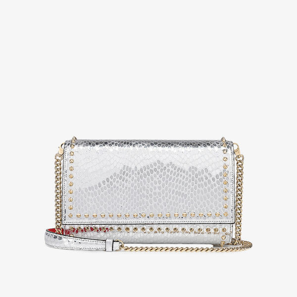

Клатч Paloma из кожи с тиснением под змею Christian Louboutin, серебряный