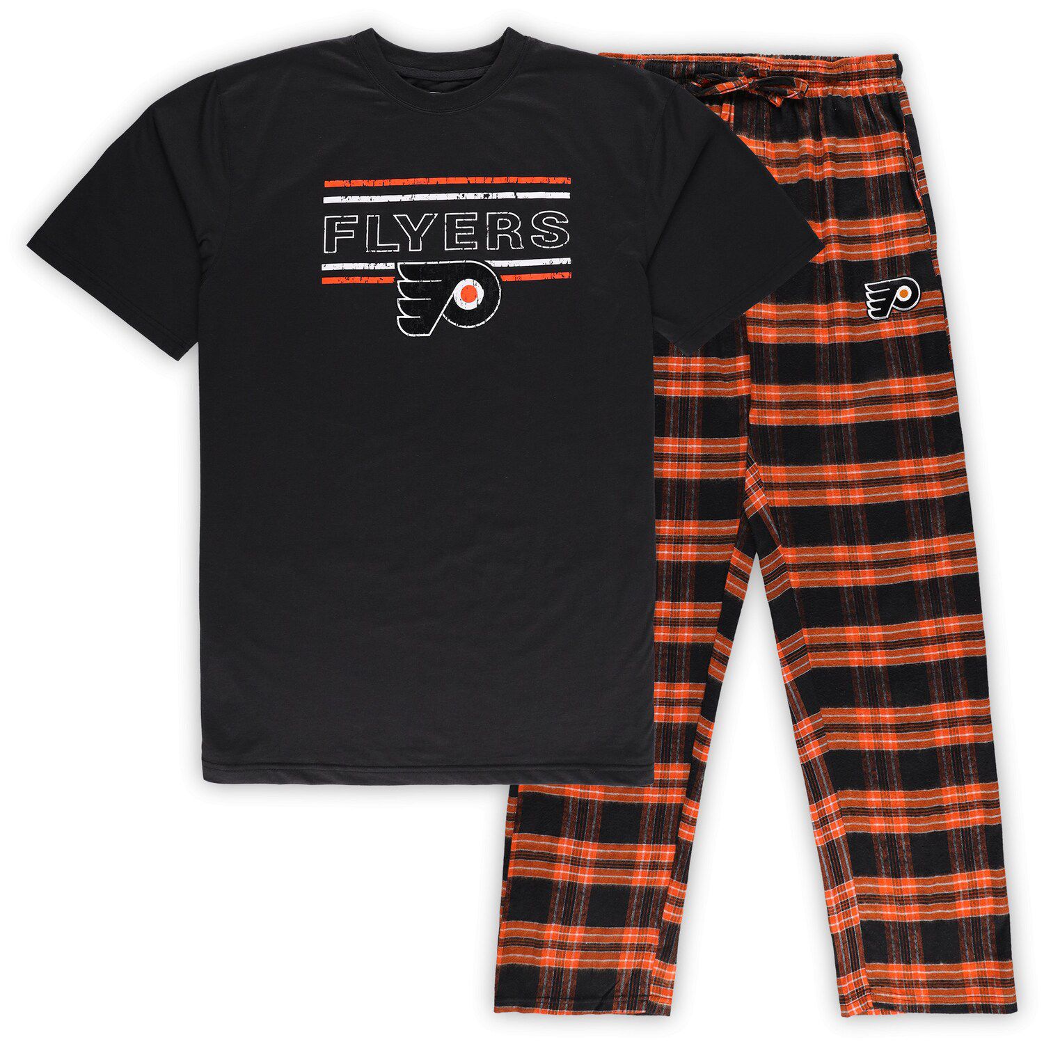 Мужской черный/оранжевый комплект для сна с футболкой и пижамными штанами Philadelphia Flyers Big & Tall