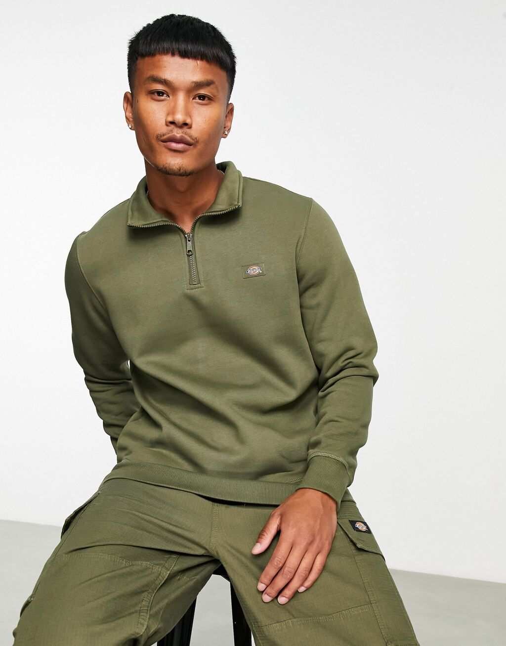 

Толстовка цвета хаки с молнией в четверть Dickies Oakport