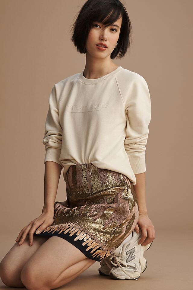 

Толстовка Ashley Brown Durand x Anthropologie с круглым вырезом, бежевый
