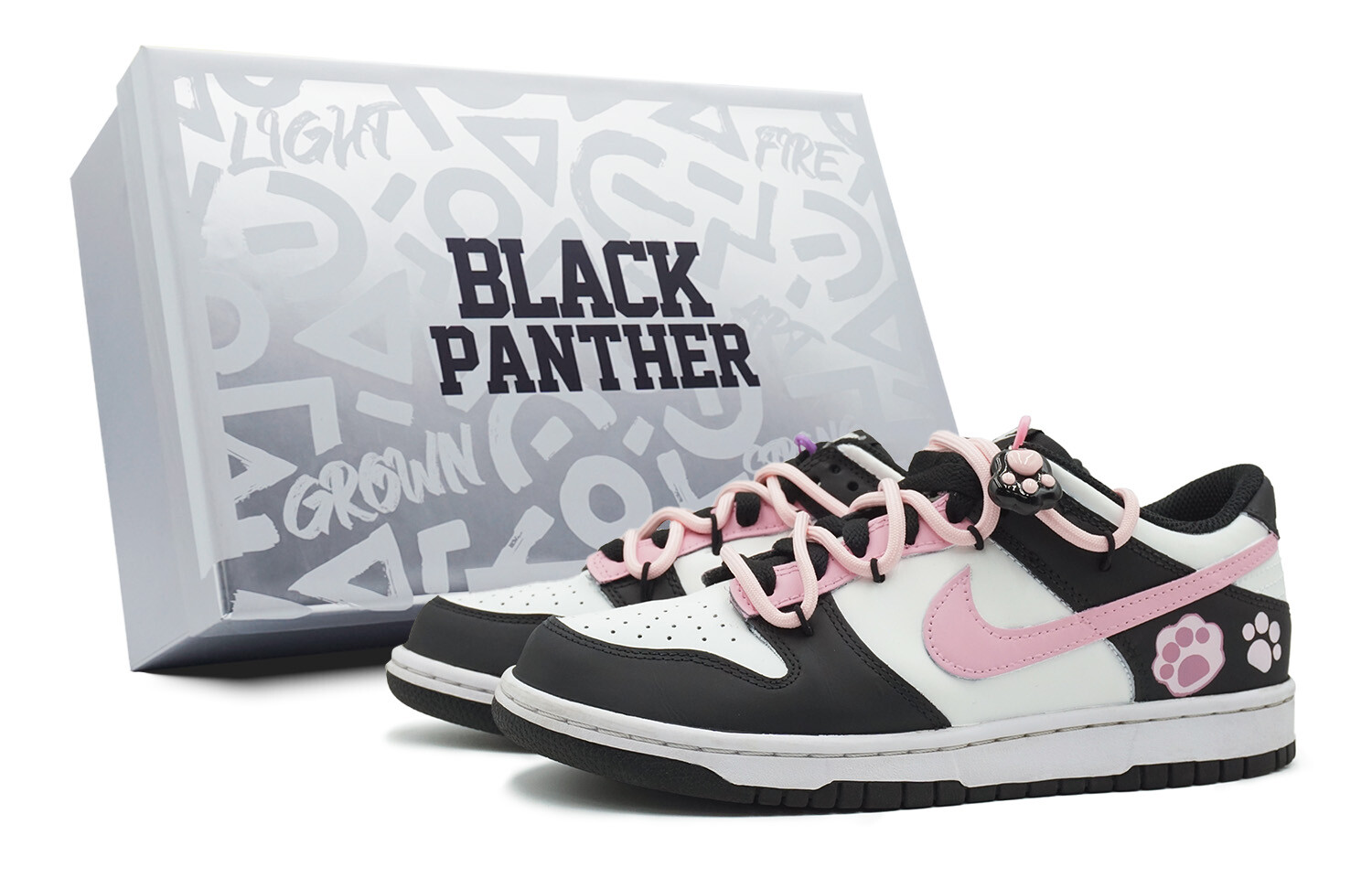 

Кроссовки Nike Dunk Skateboarding Shoes Women's Low-top Black/white/pink, черный