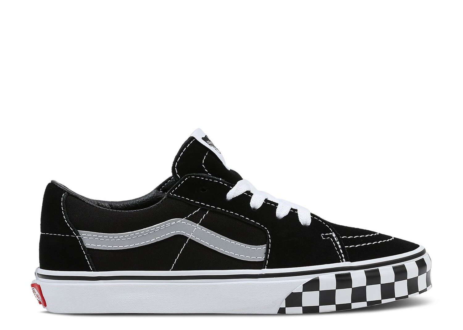 

Кроссовки Vans Sk8-Low Kids 'Reflective Sidestripe - Black Checkerboard', черный