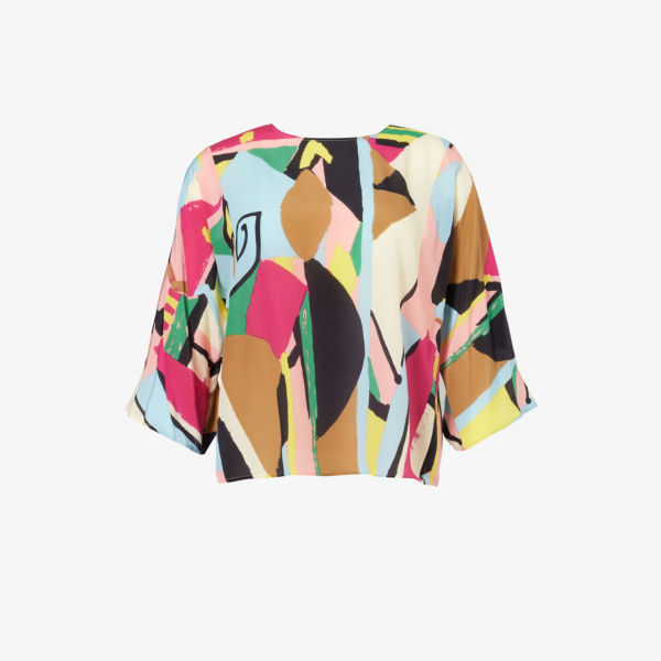 Блуза pomposa из шелкового крепа с абстрактным узором Weekend Max Mara, мультиколор