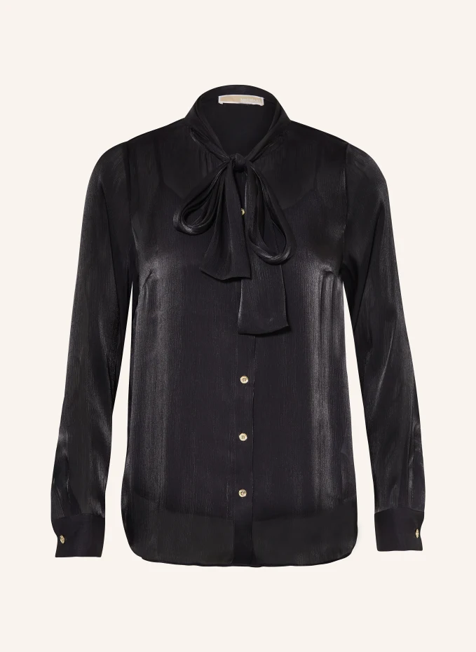 цена Атласная блузка с завязками на воротнике Michael Kors, черный
