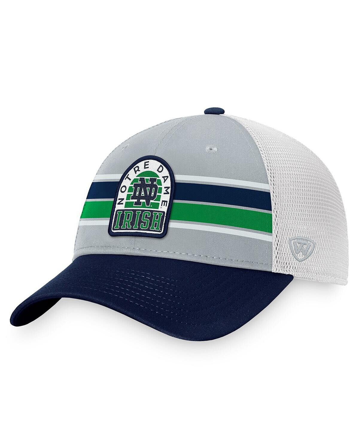 

Мужская серо-темно-синяя регулируемая шляпа Notre Dame Fighting Irish Aurora Trucker Top of the World