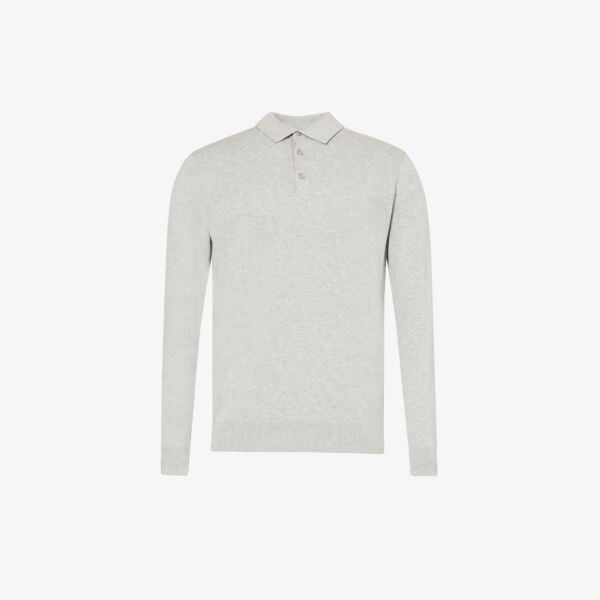 

Рубашка-поло классической вязки с ребристой отделкой из хлопка Arne, серый