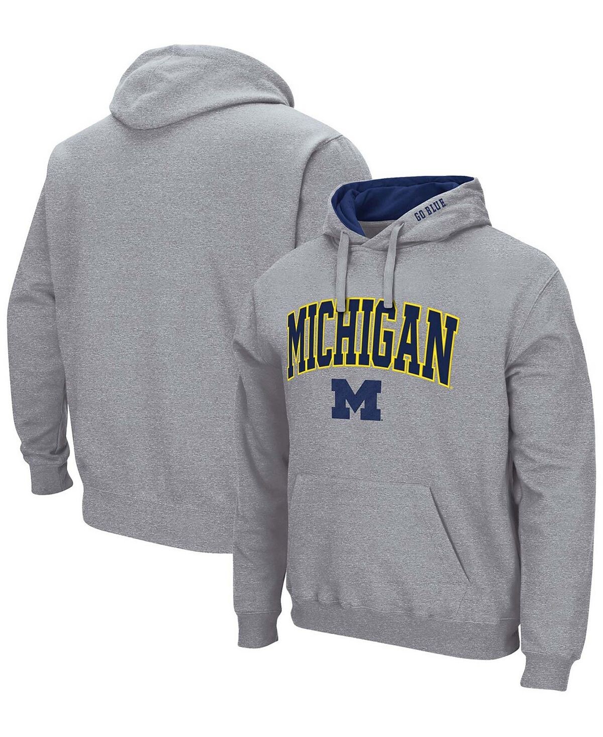 

Мужской серый пуловер с капюшоном Michigan Wolverines Arch Logo 3.0 Colosseum