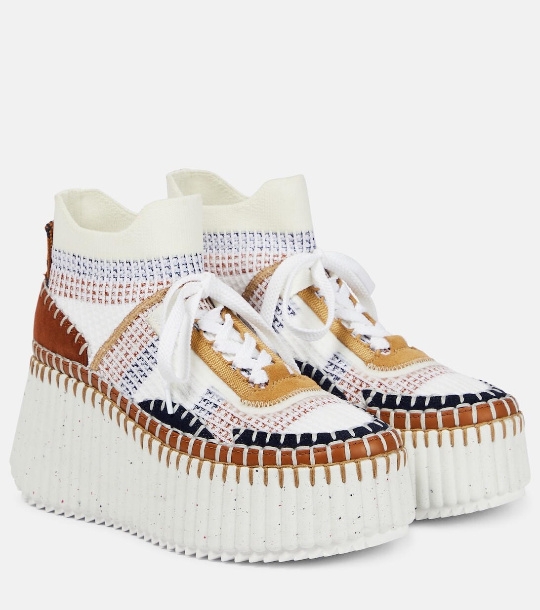 

Высокие плетеные кроссовки Nama на платформе Chloé, красный