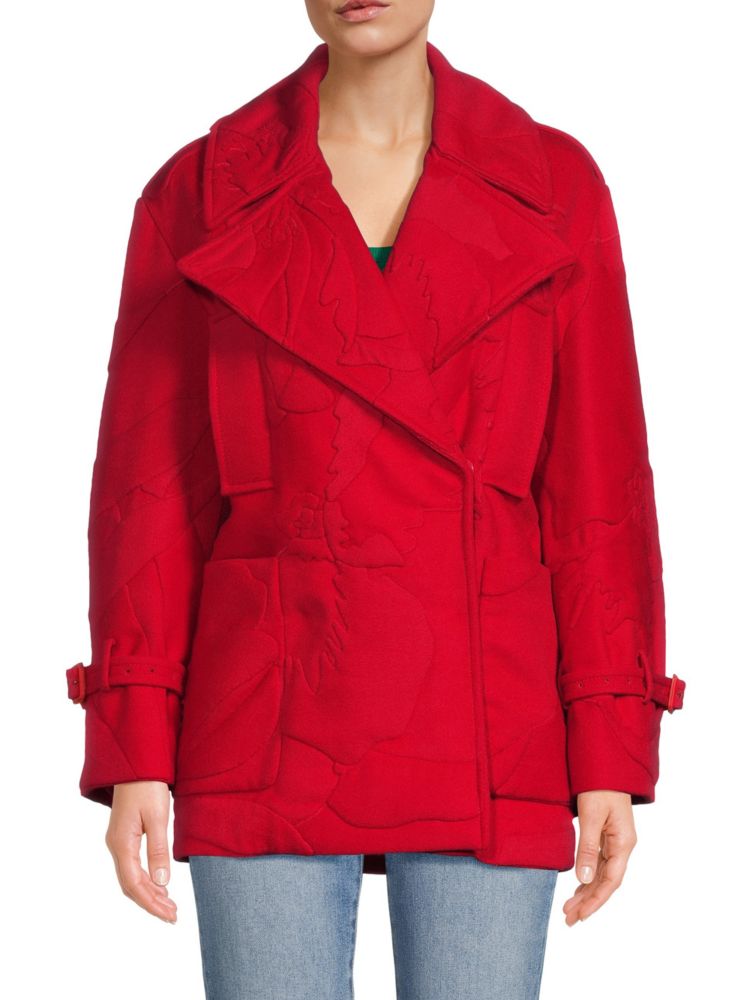 Куртка из смесовой шерсти с тиснением Valentino, цвет Rosso Red
