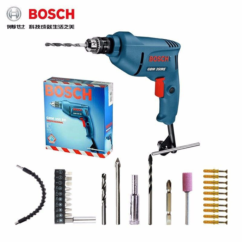 Дрель электрическая Bosch GBM350RE с насадками