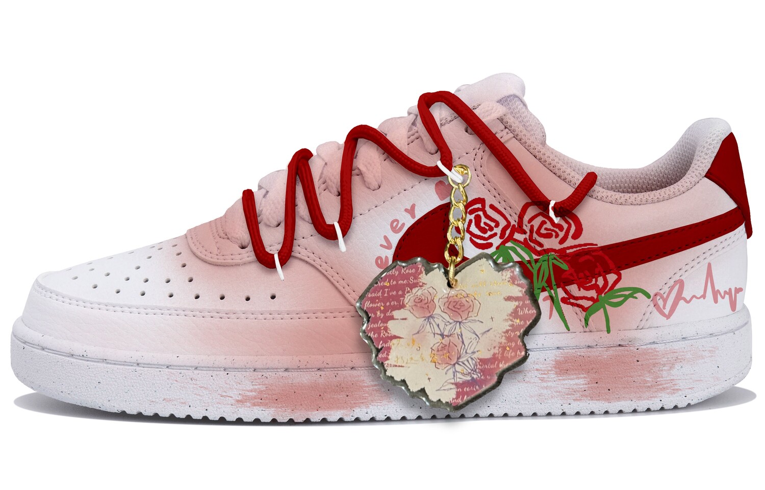 

Кроссовки Nike Court Vision 1 Skateboarding Shoes Women's Low-top White/red, белый/красный