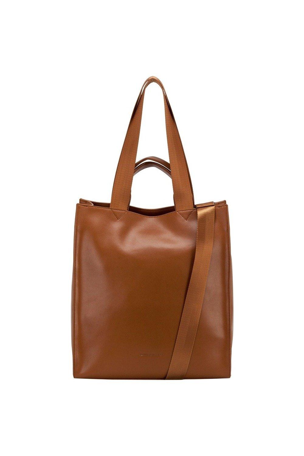 Большая сумка через плечо из гладкой кожи Smith and Canova, коричневый