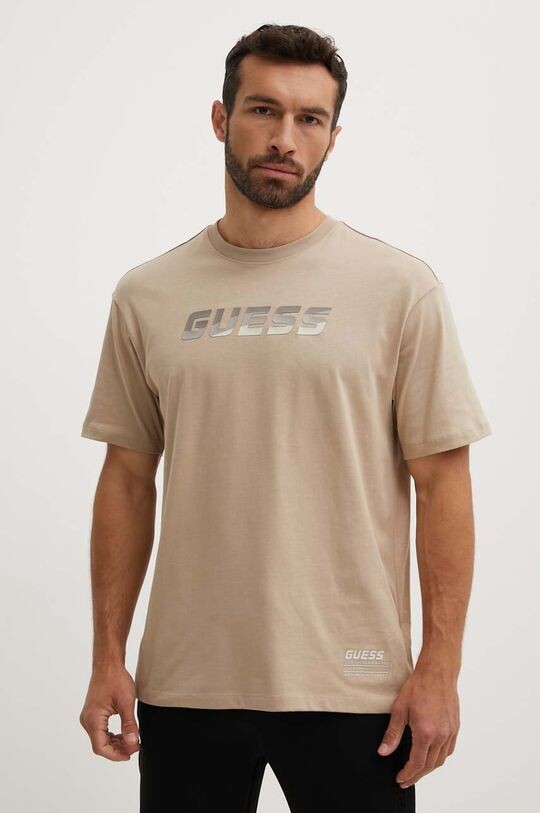

Хлопковая футболка Guess, бежевый