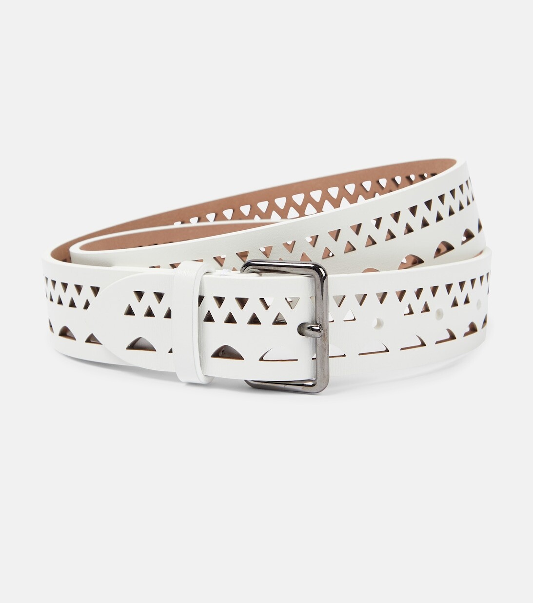 

Ремень из кожи с лазерной резкой Alaïa, белый