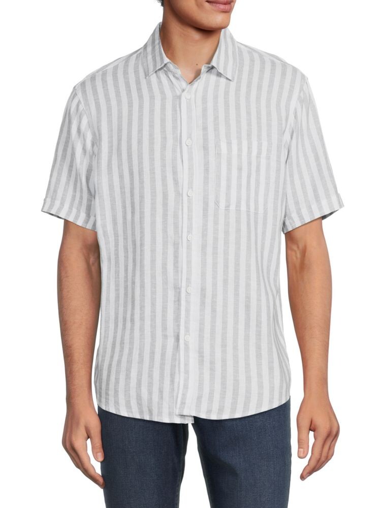 

Рубашка на пуговицах в полоску Cabana из льняной смеси Saks Fifth Avenue, цвет Wolf Grey