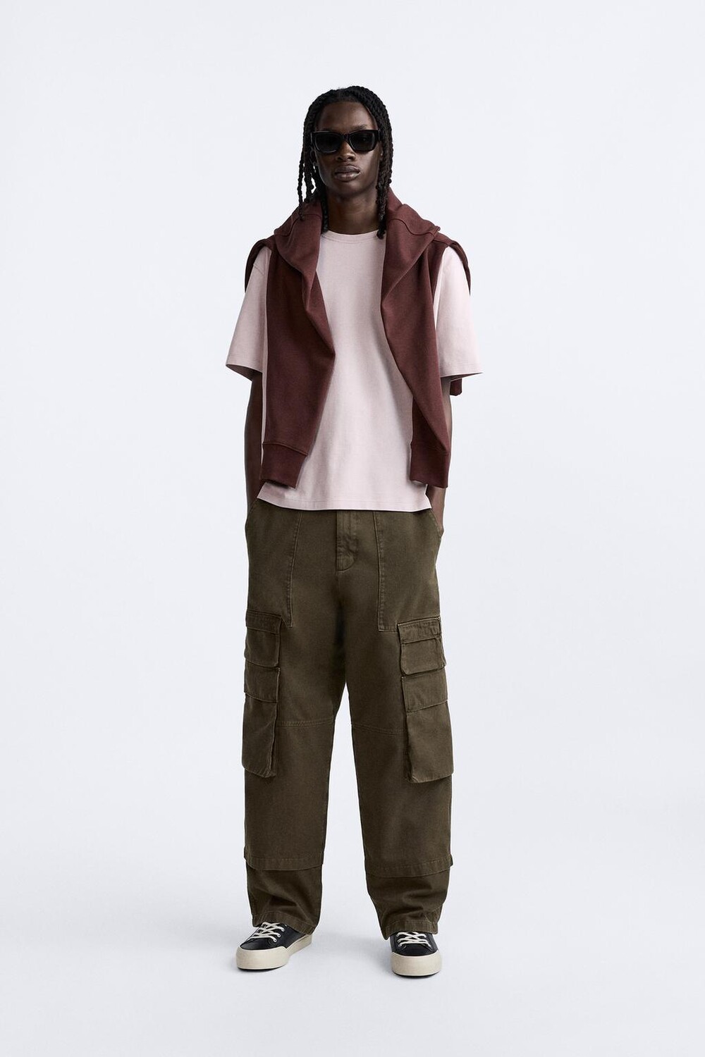 

Тяжелая футболка с коротким рукавом ZARA, пыльно-розовый