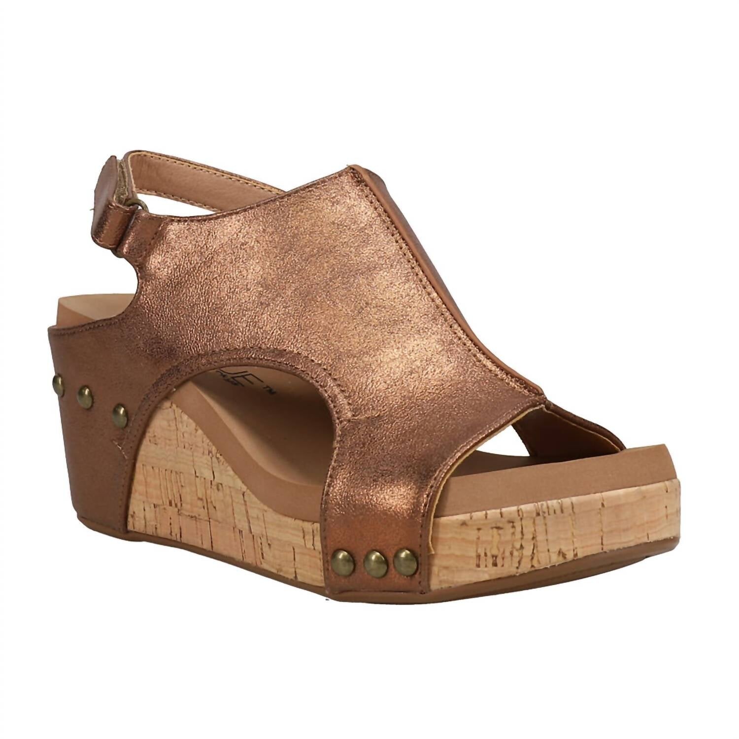 

Женские босоножки на танкетке из античной бронзы Corkys Footwear