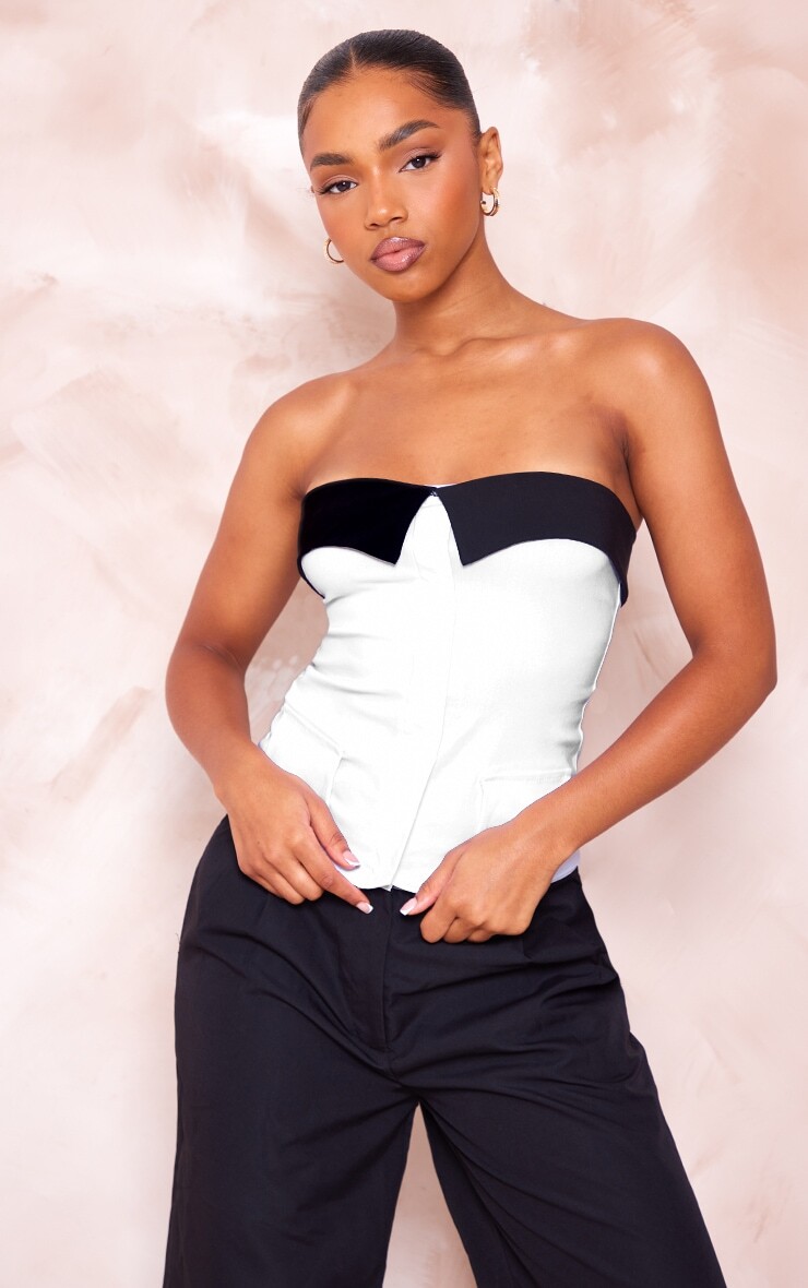 

PrettyLittleThing Черный длинный сложенный топ из эластичной ткани с карманами