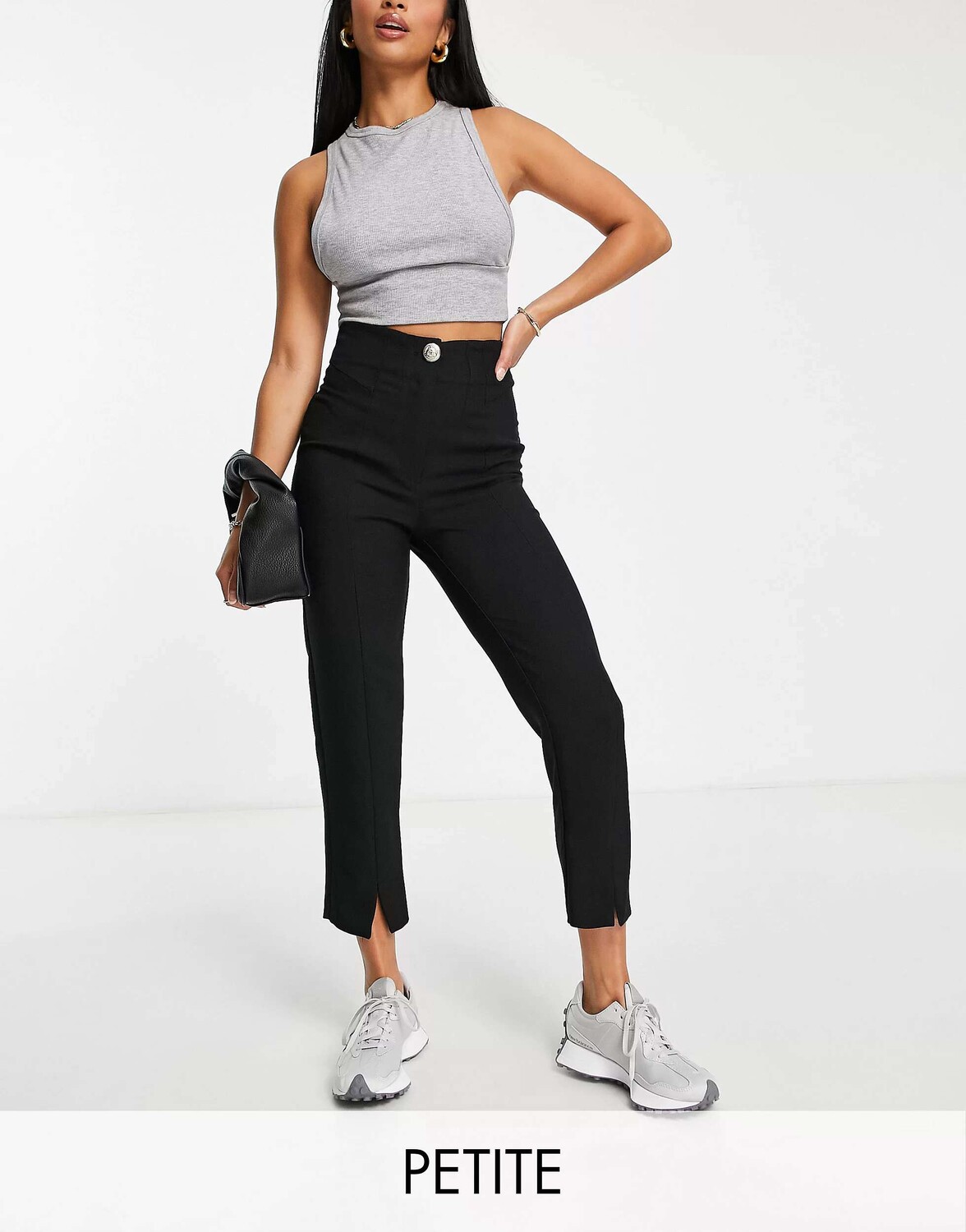 

Черные брюки-сигареты с разрезом спереди River Island, Черный