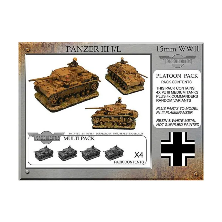 

Pz.Kpfw.IIIJ/L (4), WWII Miniatures - German Vehicles (15mm)