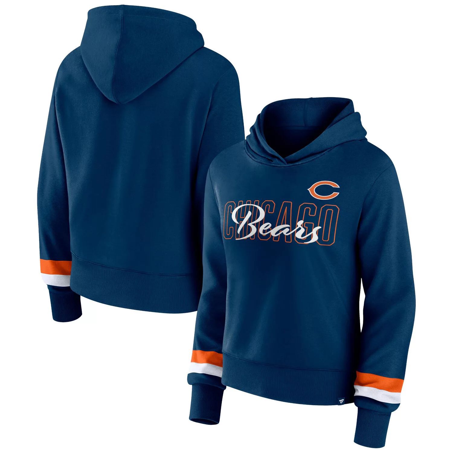 цена Женский темно-синий пуловер с капюшоном Fanatics с логотипом Chicago Bears Fanatics