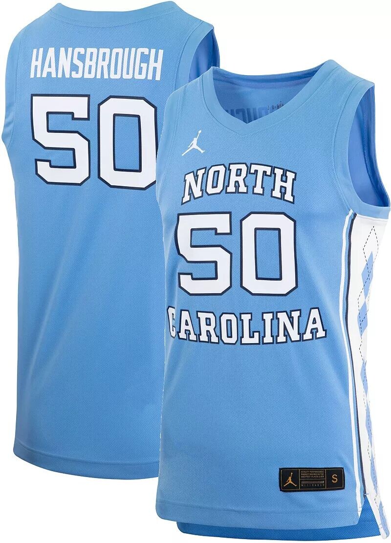 

Мужская баскетбольная майка Jordan North Carolina Tar Heels № 50 Carolina Blue Tyler Hansbrough