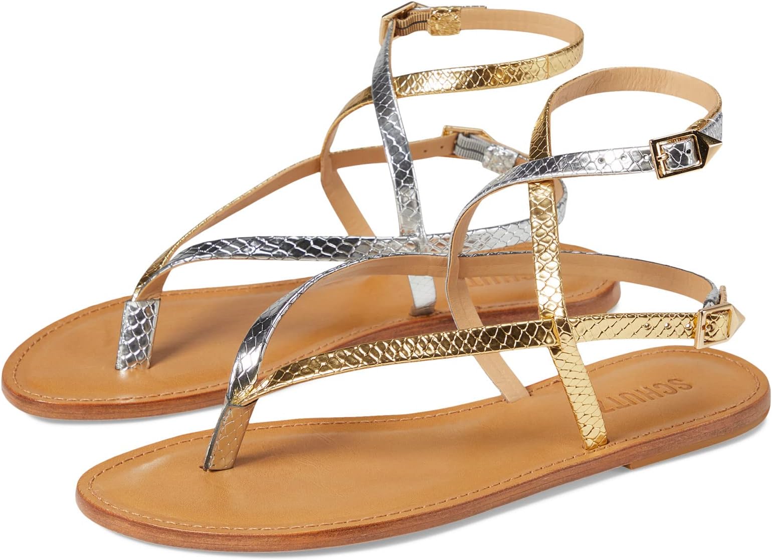 

Сандалии на плоской подошве Elsie Flat Sandal Schutz, цвет Ouro Claro Orch/Prata