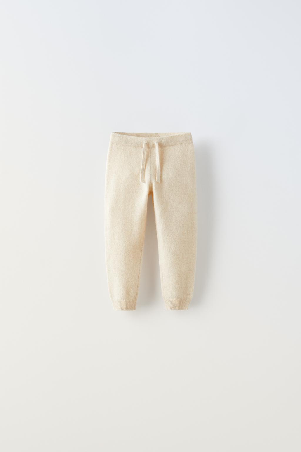 Трикотажные брюки из 100% кашемира ZARA, песок/мергель