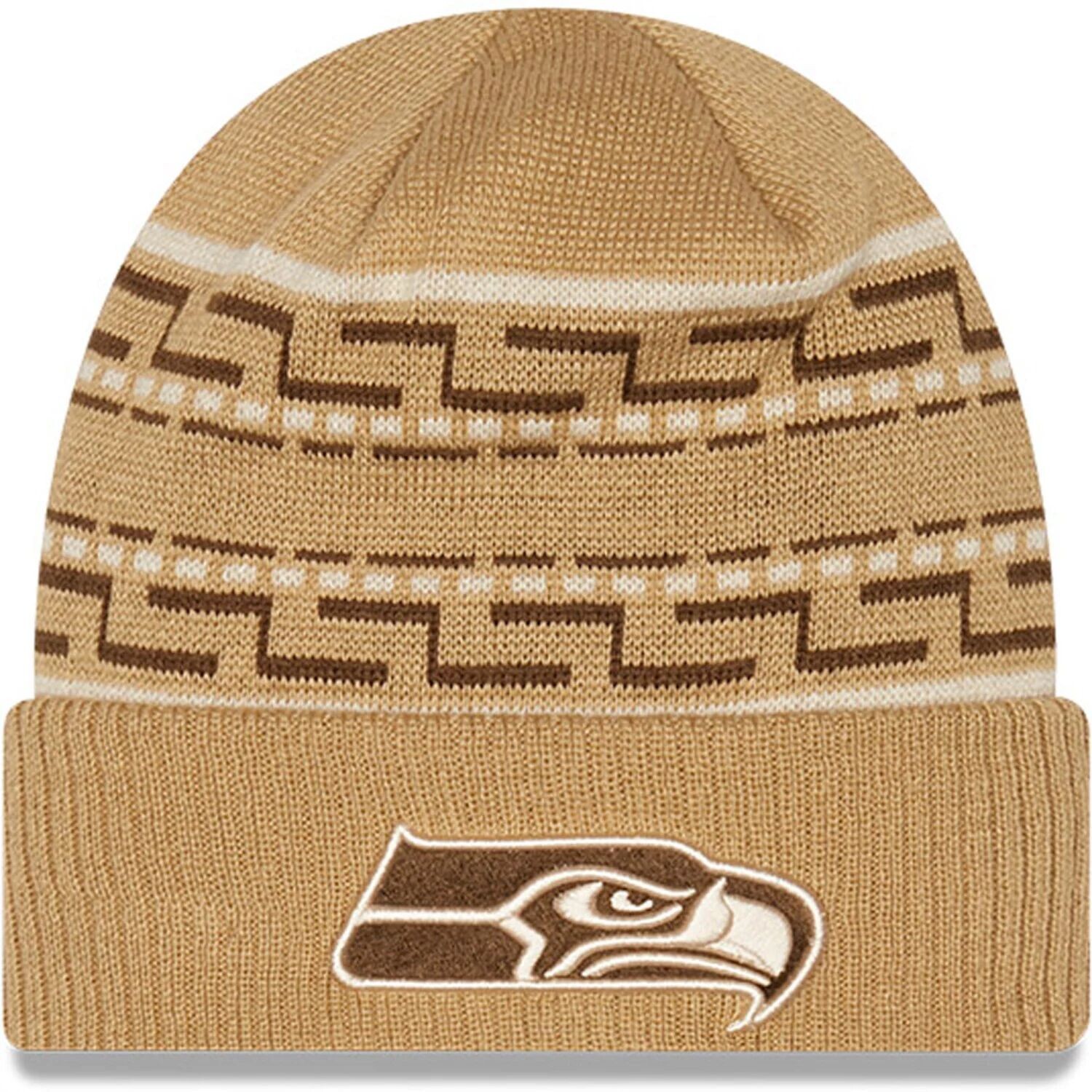 

Мужская вязаная шапка с манжетами New Era Tan Seattle Seahawks Dude