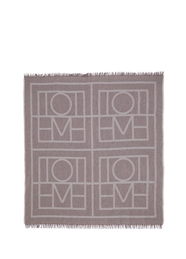 

Бежевая женская шерстяная шаль с логотипом Toteme