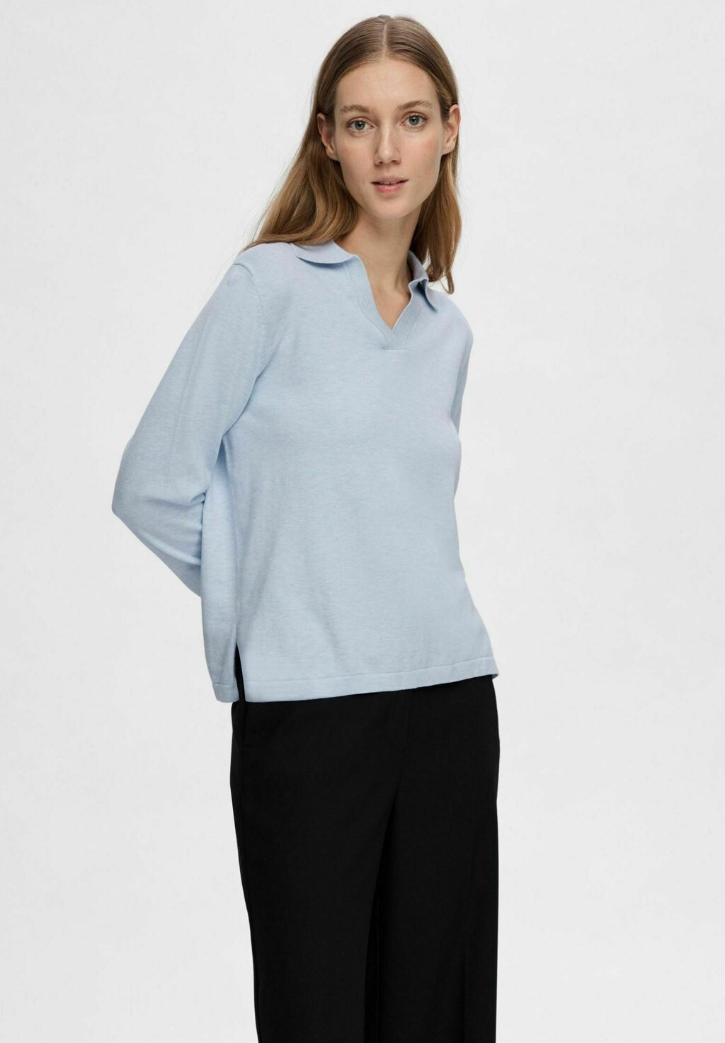 

Свитер вязаный SLFBERGA LS NOOS Selected Femme, цвет cashmere blue