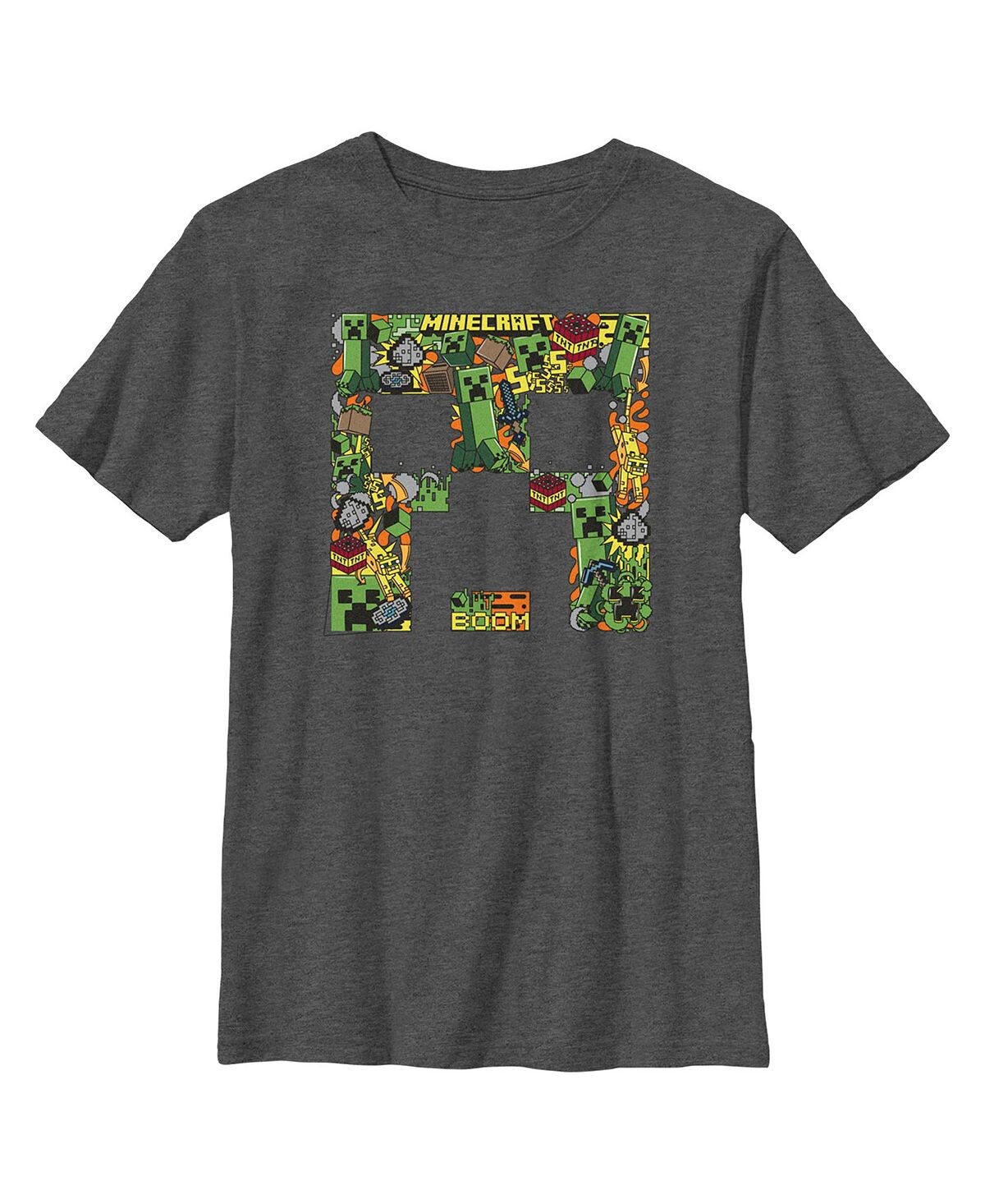 

Детская футболка с коллажем на лице Minecraft Creeper для мальчика Microsoft