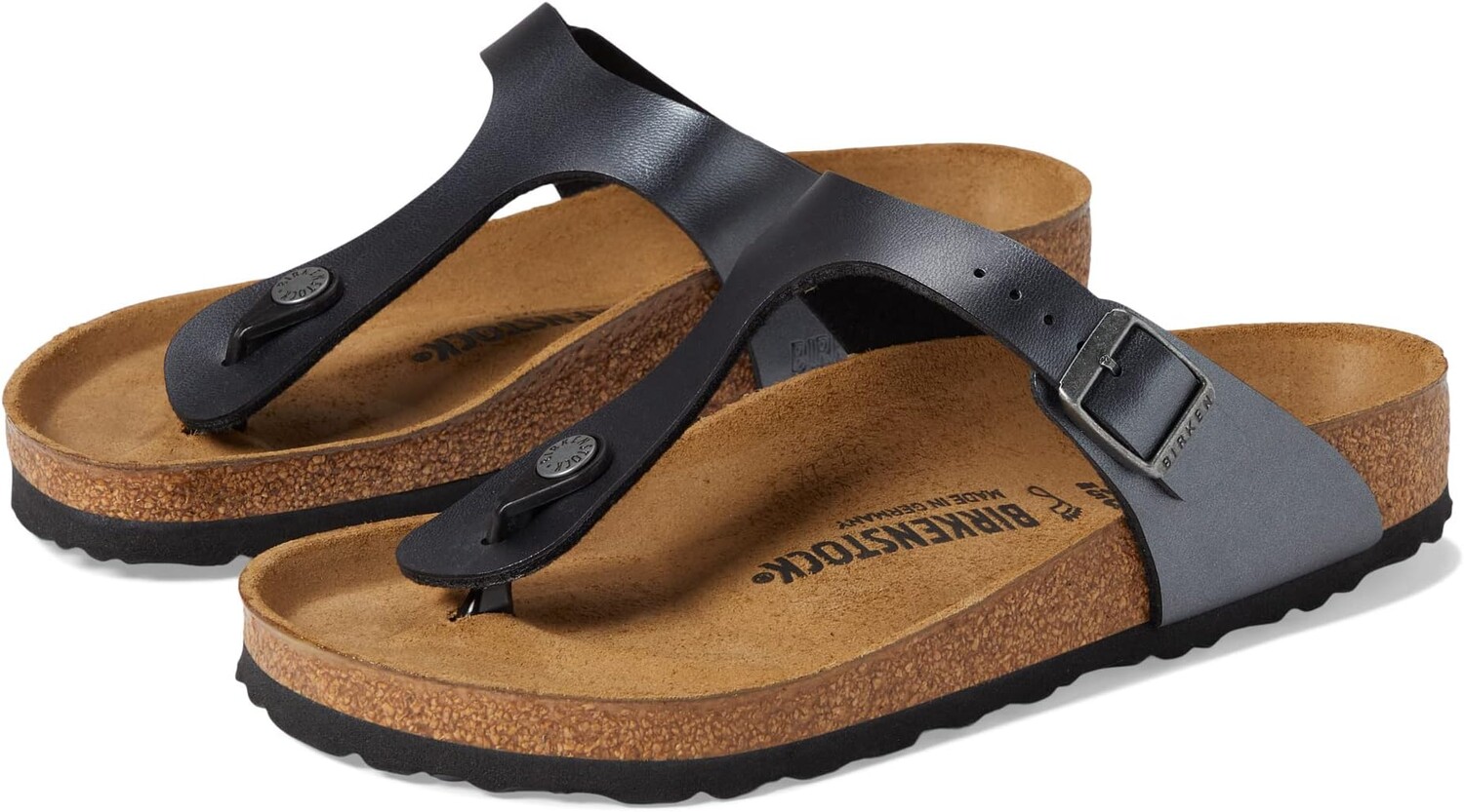 

Шлепанцы Gizeh - Birko-Flor & Birkibuc Birkenstock, цвет Metallic Black Birko-Flor