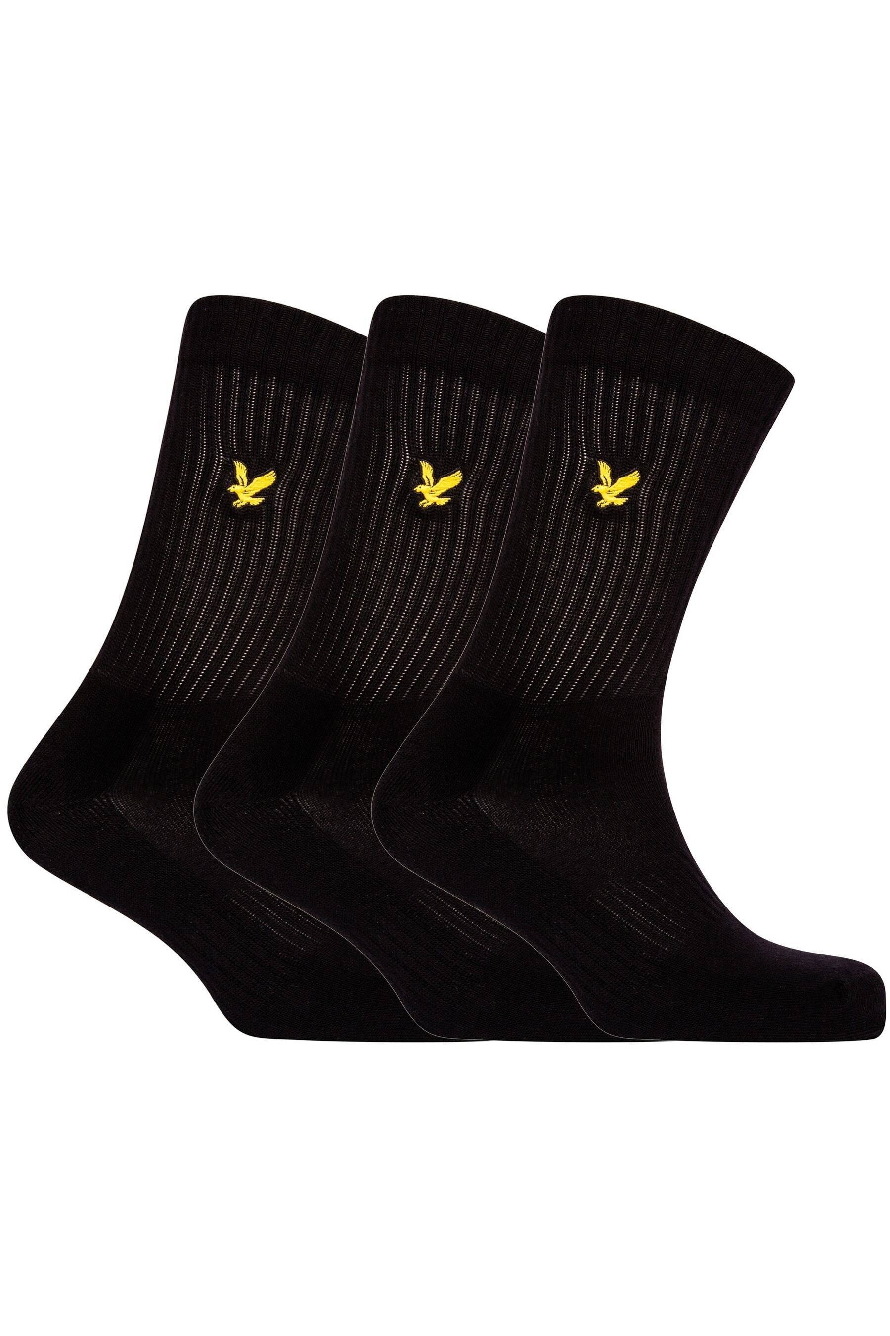 Комплект из трех пар черных спортивных носков Lyle & Scott, черный