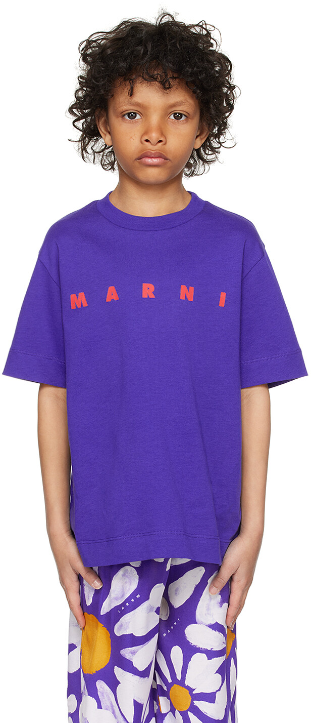 

Детская синяя футболка с принтом Marni