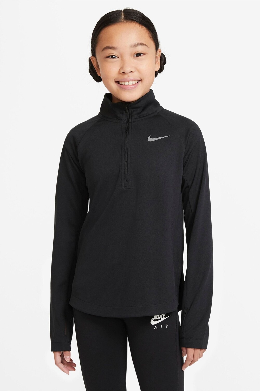 

Беговая футболка Dri-FIT с длинными рукавами и молнией 1/2 Nike, черный