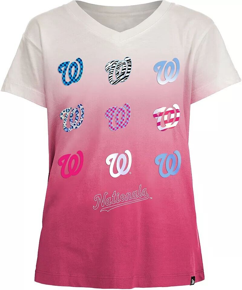 

Розовая футболка с v-образным вырезом New Era Girl's Washington Nationals