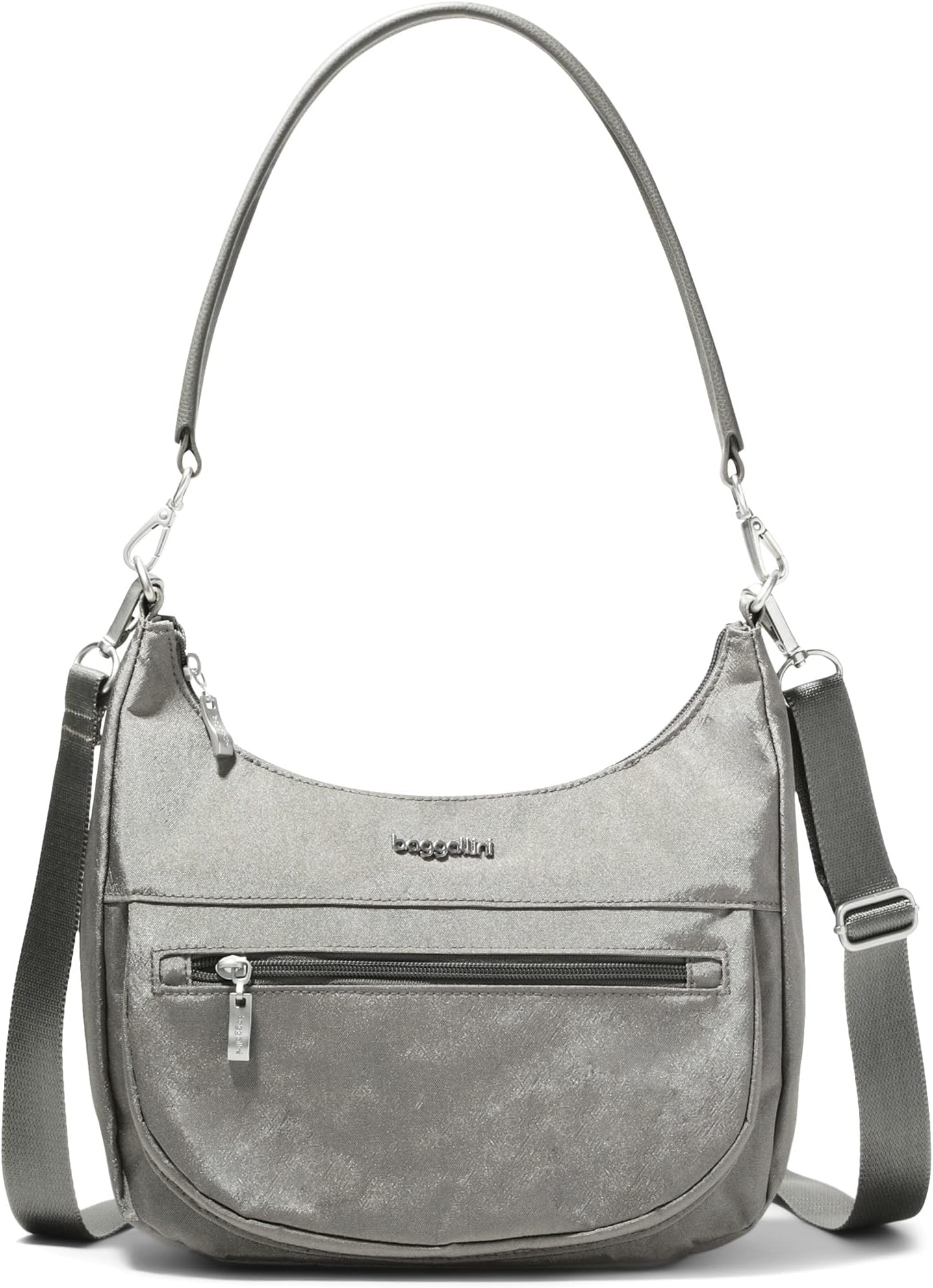 Современная карманная сумка в форме полумесяца Baggallini, цвет Sterling Shimmer