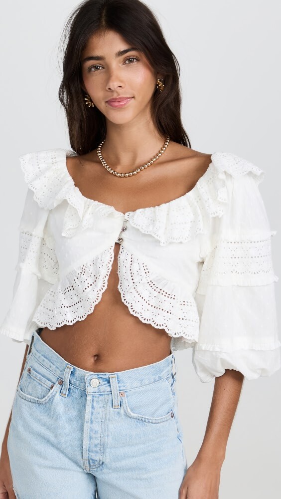 

Топ FARM Rio Off-White Lace Crop